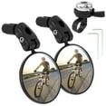 thumbnail image 1 of 2pcs Bike Rear View Mirror with Bicycle Bell Bicycle Handlebar Rearview Mirror Adjustable 360 degree Rotatable Wide Angle Convex for Mountain Bike, 1 of 10