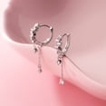 thumbnail image 5 of CZ Teardrop Dangle Small Hoop Earrings Sterling Silver Tassel Chian Hoops for Women, 5 of 5