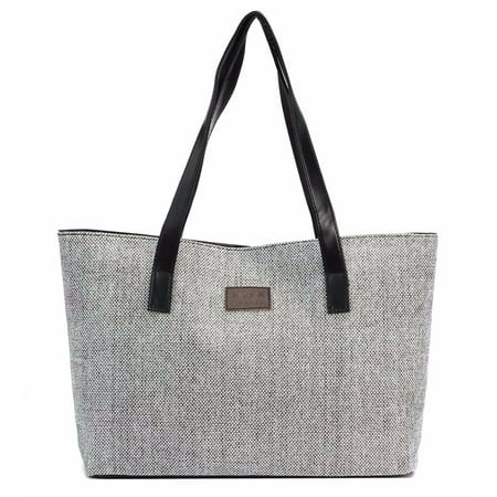 LDPT Women's Medium Size Casual Canvas Tote Bag Shopping Bag Lady Handbag Shoulder Bag Beach (Best Medium Sized Crossbody Bag)
