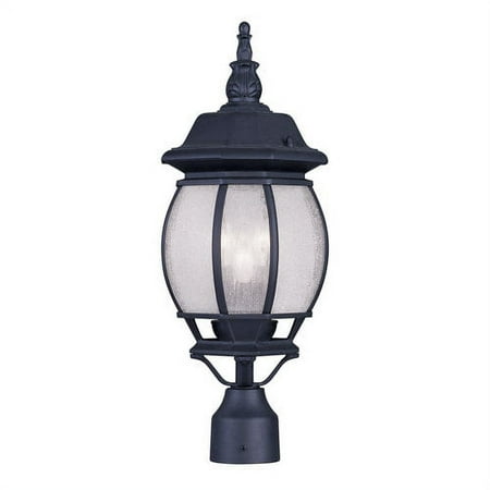 Livex 7907-04 Frontenac Outdoor Post Head Black Seeded Glass