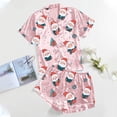 thumbnail image 2 of BYHONG Women's Casual Printed Pyjama Set Silk Satin Short Sleeve Button Down Top and Shorts Set Cute Pajama Sets for Women Pink XXL, 2 of 3