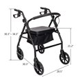 thumbnail image 3 of 4 Wheel Rollator Walker With Seat, Height Adjustable, 8 Inches Wheels, Removable Padded Backrest, Casters with Soft Grip Tires, Sturdy Rolling Walker for Seniors and Mobility Impaired, Black, 3 of 7