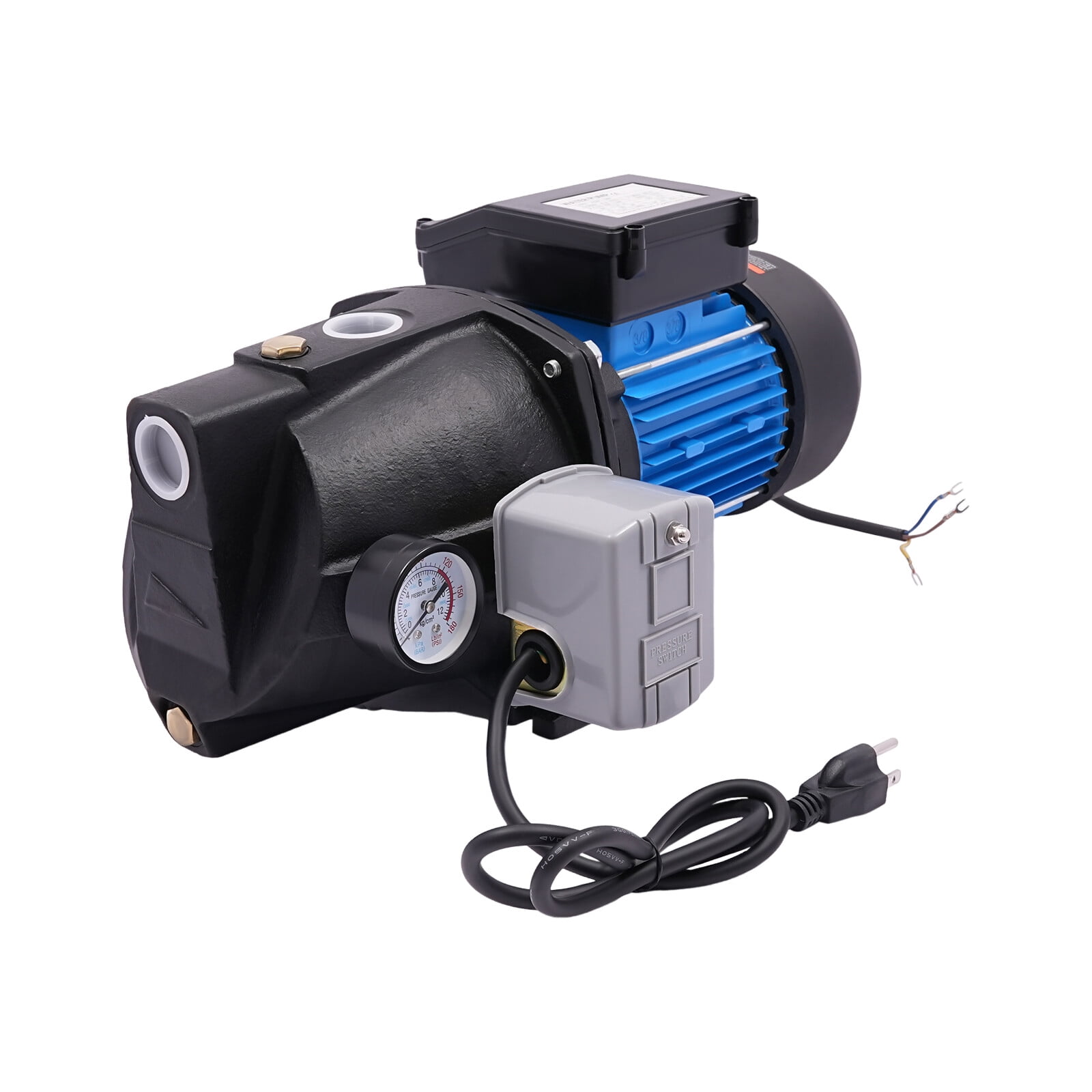 ToppiJoy 110V 1HP Shallow Well Pump with Ejector Kit Cast Iron Jet Water Pump, Well Depth Up to 25ft, Automatic Pressure Switch, Water Pump for Farm Lawn Garden