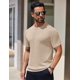 thumbnail image 3 of Camiseta COOFANDY de punto con cuello redondo, manga corta, color albaricoque, para hombre, 3 of 9
