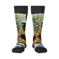 thumbnail image 2 of Picia Women Crew Soft Moisture-wicking Socks Pineapple With Black Glasses Pattern Design Cotton Socks, One Size fit All, 2 of 9