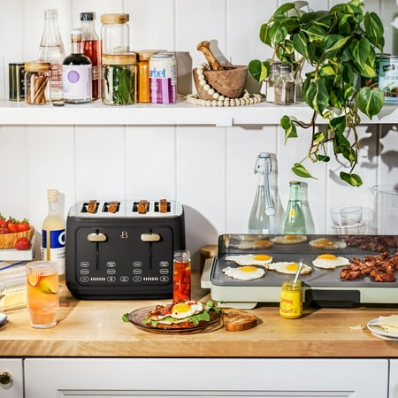 Beautiful 4-Slice Toaster with Touch-Activated Display, Black Sesame by Drew Barrymore