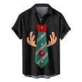 thumbnail image 2 of Bdfzl Unisexe Noël Imprimer Noël Robe Col Rond Manches Courtes Top Chemise Manches Courtes Col Rond Top/Shirt Noir XXXL, 2 of 4