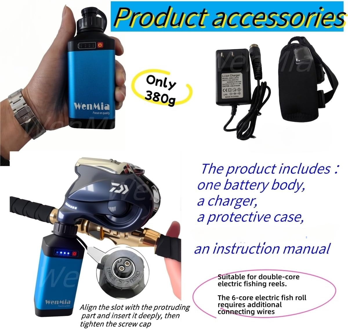 14.8V Super Mini Electric Fishing Reel 5000mah Battery IP68 Waterproof Aerospace Aluminum Body Compatible for Da*iwa and Portable Design