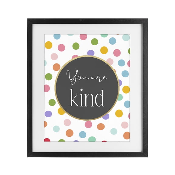 Stupell Industries Contemporary You Are Kind Polka Dots Black Framed Print Under Glass, 13 x 16, by Christine Simpson Art