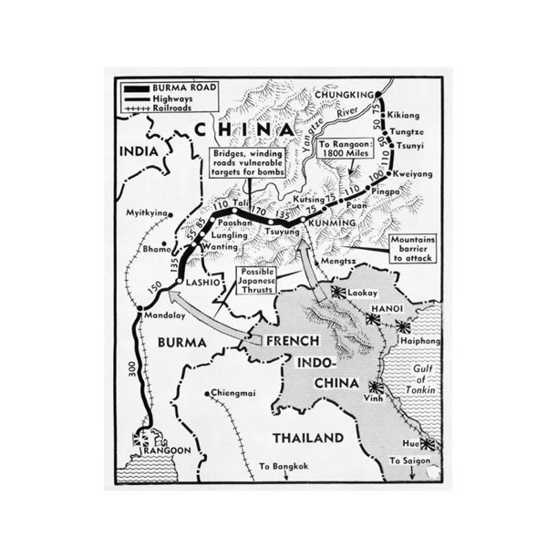 Map Of Burma Road Print Wall Art Walmart Com Walmart Com