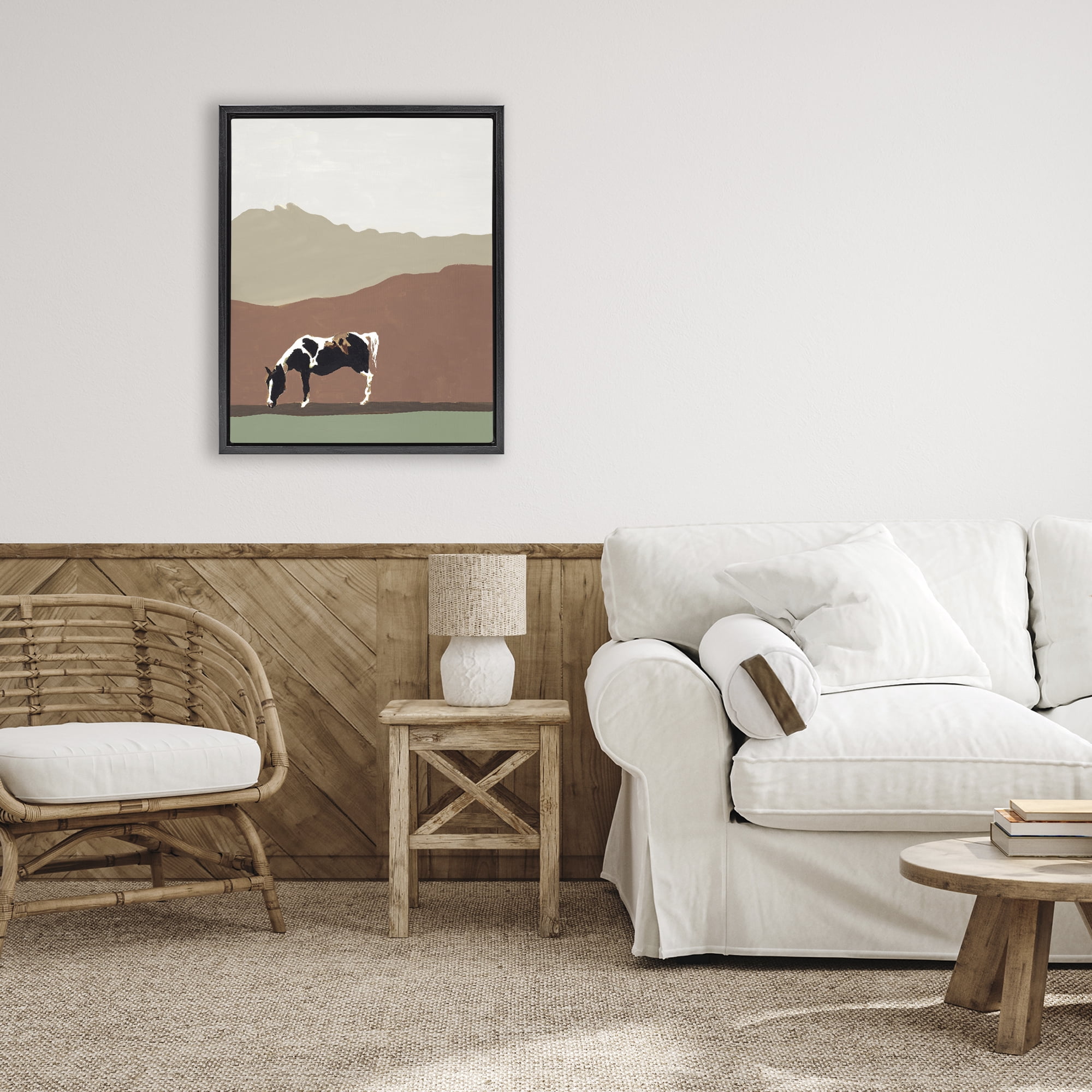 Stupell Industries Modern Mountains Horse Black Framed Floater Canvas Wall Art, design by Patricia Pinto