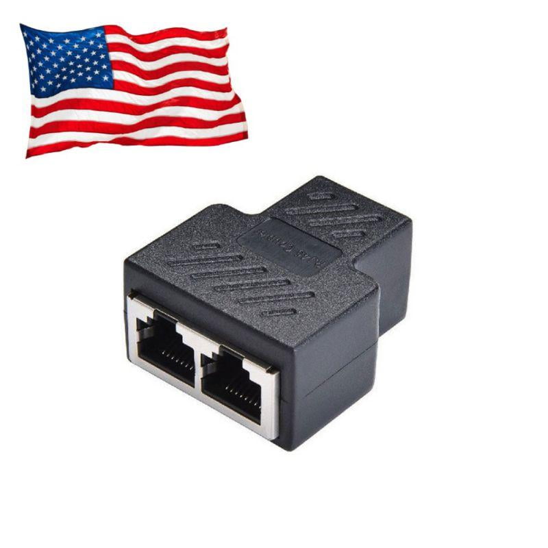 RJ45 Splitter, RJ45 Splitter Adapter 1 to 2 Dual Female Port 8P8C Extender Plug LAN