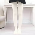 thumbnail image 2 of Xfvqtps Child Girls Tights Solid Color Thick Dance Botton Long Pants Soft Cute Full Length Pants Overalls Warm Winter Cotton Socks for 3-12 Years White, 2 of 5