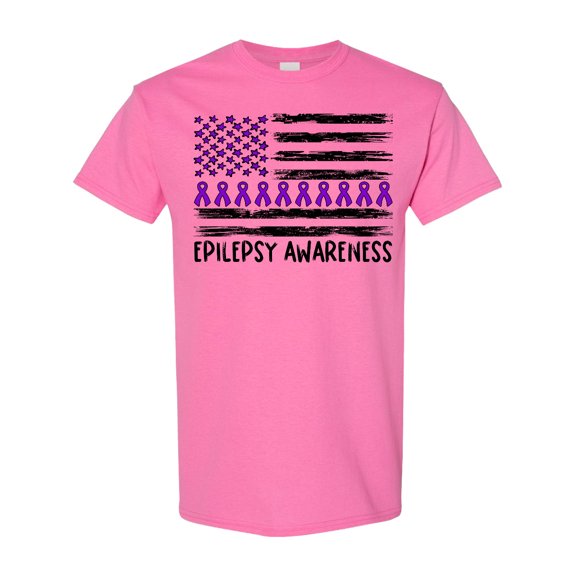 Inktastic Epilepsy Awareness Purple Ribbons and Flag T-Shirt