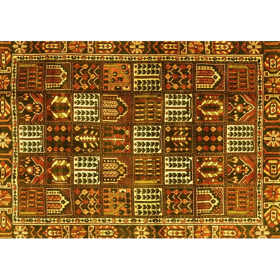Ahgly Company Machine Washable Indoor Rectangle Persian Yellow Traditional Area Rugs, 5' x 8'