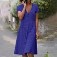 thumbnail image 2 of EQWLJWE Robes d'Été pour Femmes 2022 Mode Robe d'Été Décontractée Col en V Imprimé Floral Manches Courtes Robe Ample Invité de Mariage pour Femmes, 2 of 8