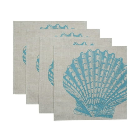 

Yurlisa Set of 4 Printed Starfish and Sea Shell Table Placemats Nautical Beach Decor for Dinning Room Linen Burlap Table Placemat for Kitchen 15X15Inches C43