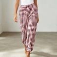 thumbnail image 6 of VBVC Women's Y2K Gingham Drawstring Jogger Pants , Casual Plaid Lounge Pants For Women , Ladies' Button Hem Trousers with Pockets, Wine , S-2XL, 6 of 7