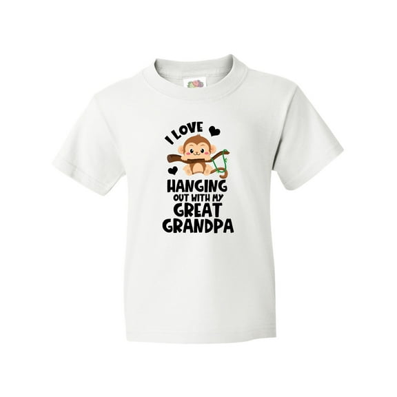 Inktastic Monkey I Love Hanging out with My Great Grandpa Youth T-Shirt