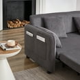 thumbnail image 5 of Oversized 66" Sleeper Sofa with Pull-Out Bed, 3-in-1 Convertible Sofa Bed with Storage Pockets for Living Room, Grey, 5 of 7