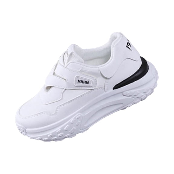 Wxqbjtam Women's Walking Shoes Non Slip Comfortable PU Leather Stylish Gym Shoes Sneakers White 40