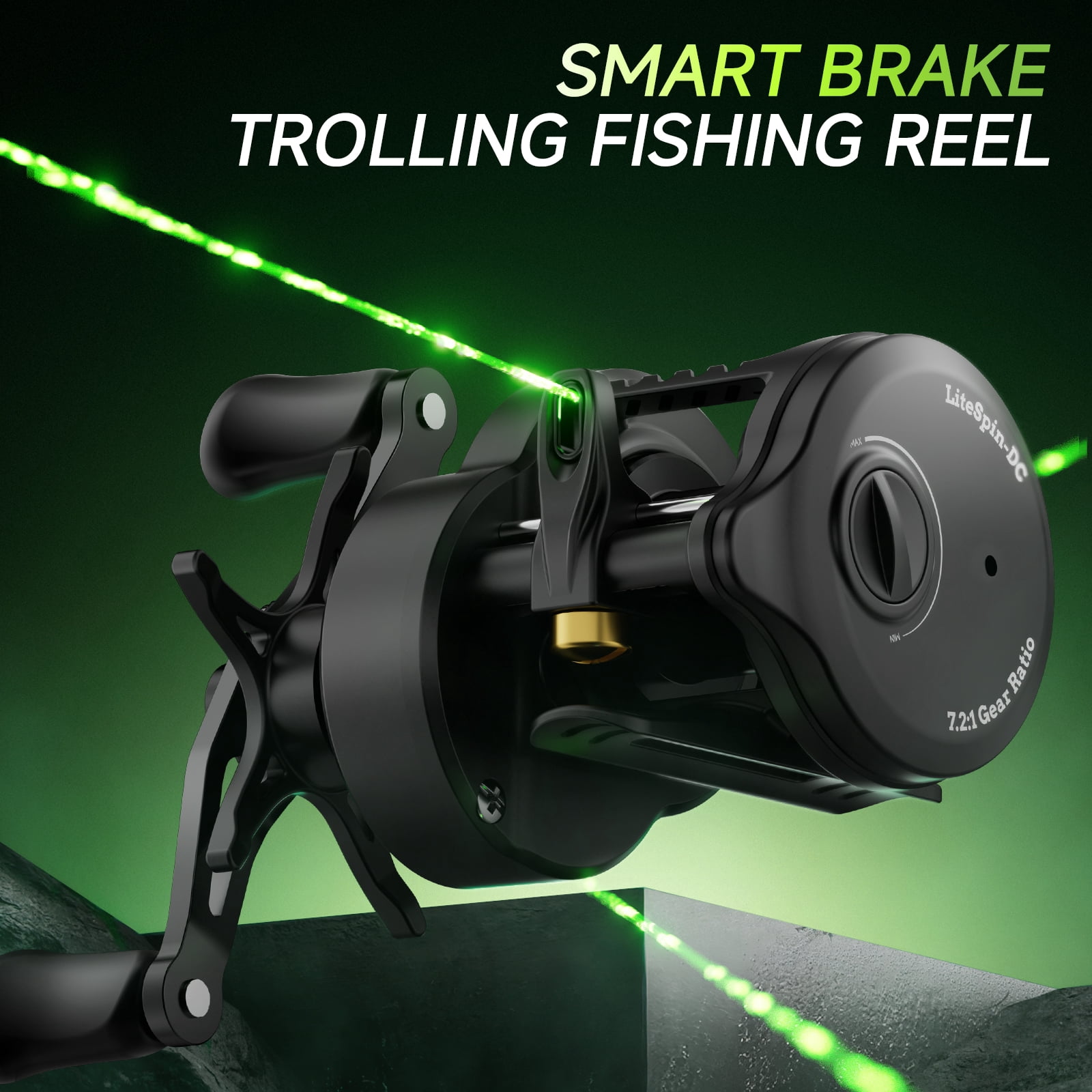 DC Baitcaster Reel, 3 Modes Digital Control Trolling Reel, 5.47oz Ultralight Baitcasting Reels, Max Drag 11LB, 7.2:1, 5+1BB, Freshwater Saltwater Fishing Reels
