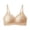 Beige, variant on Solid Color Ribbed Wireless Bralette, Letter Print Adjustable Strap Push Up Support Bra, Elegant Comfort Daily Lingerie for Curvy Figures