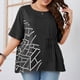 thumbnail image 1 of Fiudx Ropa de Mujer Blusa Holgada de Manga Corta con Cuello Redondo y Manga Corta Informal de Verano de Gran Tamaño para Mujer, 1 of 6