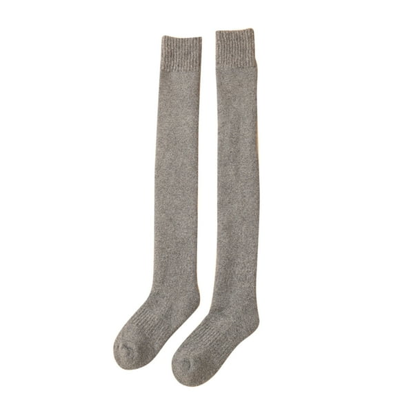 AWZXDE Women's Ordinary Fashion Versatile Knit Warm Outdoor Sports with Winter Boots Comfortable Casual Over Knee Knit Long Socks GreyGrey,One Size