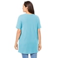 thumbnail image 2 of Woman Within Plus Size Perfect Short-Sleeve Shirred V-Neck Tunic, 2 of 6