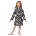thumbnail image 6 of FORMRS Niños Bathrobe Unisex Hooded Robe Soft Plush Pajamas Sleepwear, Size 2-3T, Blue Peacock Feathers Pattern, 6 of 7