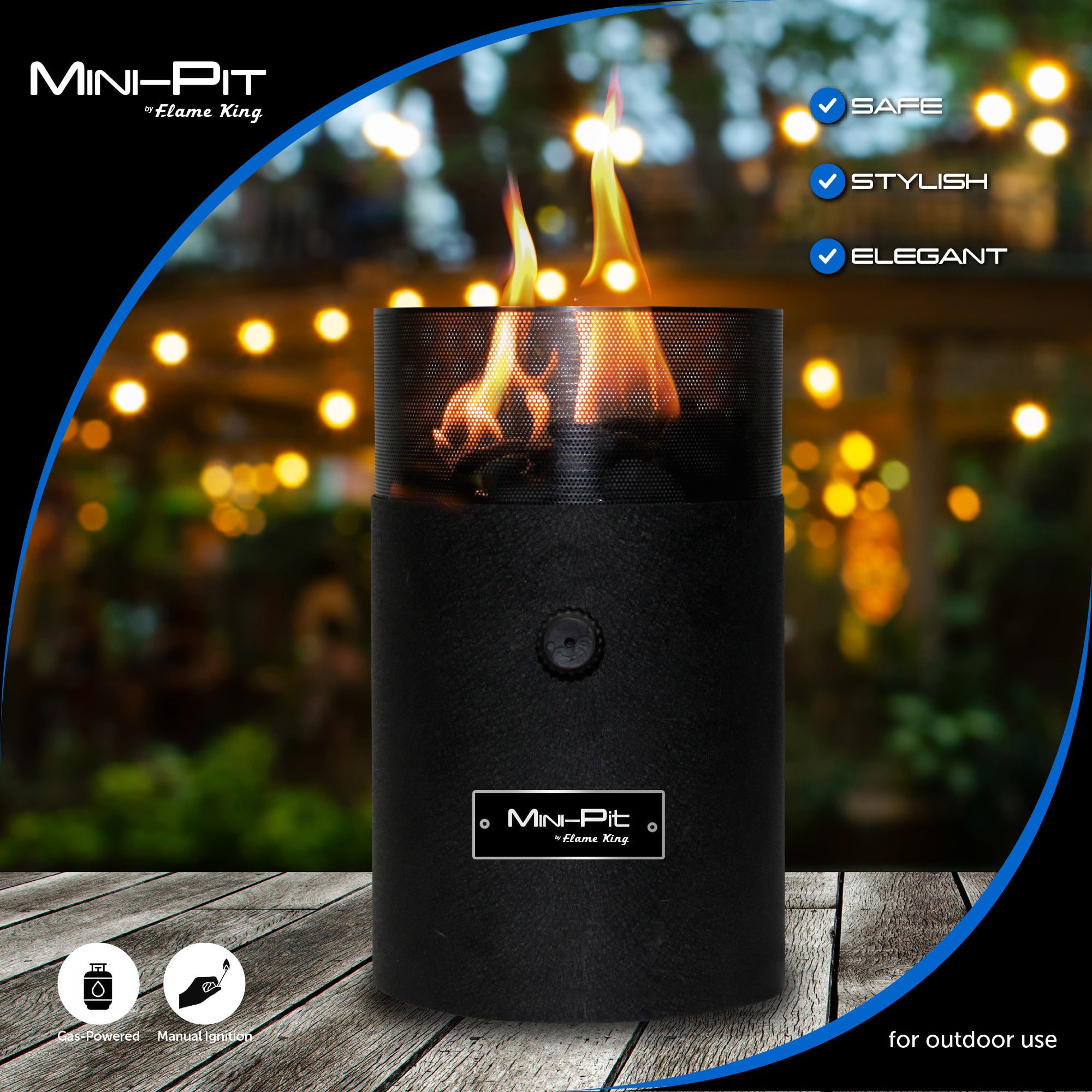 Flame King Mini Tabletop Fire Pit, Dual Fuel Propane and Butane, Smokeless Odorless Flame, Portable Great for Outdoor