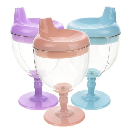 OFFIGAM Assorted Color Wine Cups for Adults, Shatterproof Plastic, Lightweight, 3pcs Set, 180ml Each