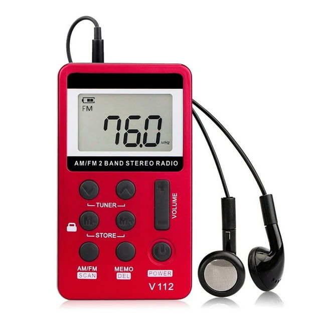 2 Pcs V112 Mini Radios de Poche AM FM Récepteur Radio Musique 2 Bandes Haut-Parleur Intégré Écouteurs pour Sports Extérieurs F9202C, Facile à Utiliser