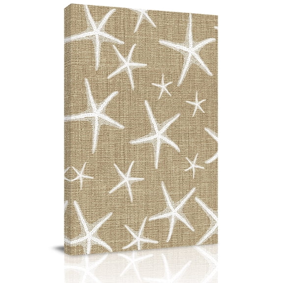 Coastal Starfish Canvas Wall Art for Living Room, Summer Beach Farmhouse Ocean Rustic Wall Decor Framed Artwork Pictures Ready to Hang for Bedroom Office Home Decor