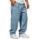 thumbnail image 5 of Ceisia Men's Corduroy Loose Straight Leg Casual Pants with Elastic Drawstring Waist & Pockets Sky Blue XXL Gifts, 5 of 7