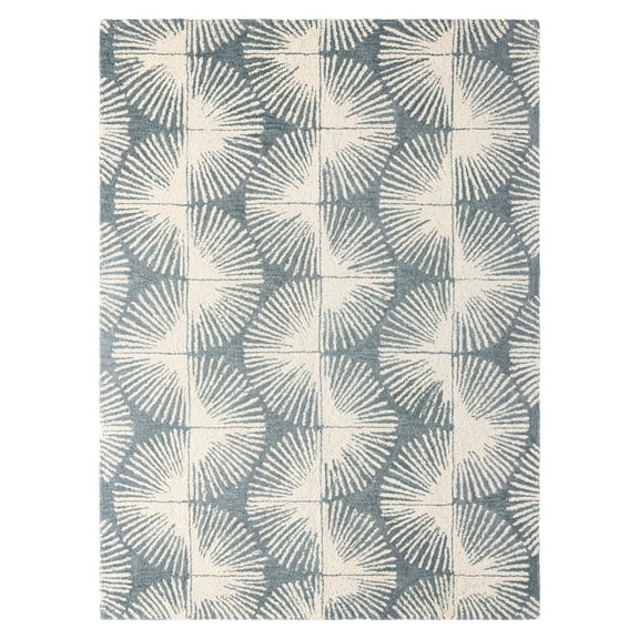 NICOLE MILLER NEW YORK Kendall Slinky Geo Handcrafted Area Rug, 100% Wool Rug, Grey, 6'x9'