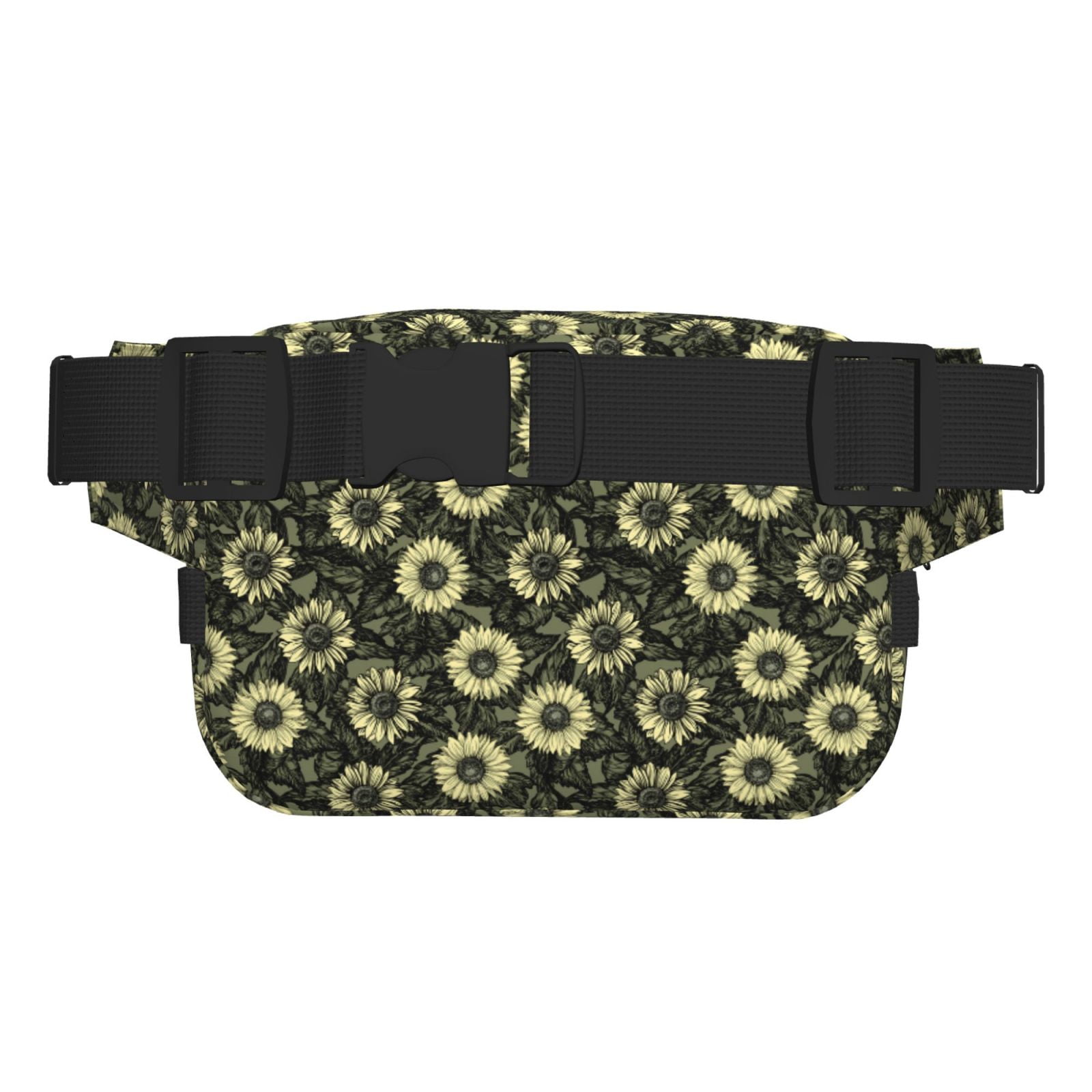 Picia Sunflowers Print Square Double-Layer Waist Bag Mini Adjustable Waist Belt Bag Exercise Running Travel Hiking