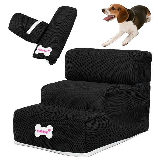 Hudfg Échelle pour Animaux de Compagnie, Escaliers pour Chien 3 Marches Rampe Intérieure Portable Pliable Échelle pour Chat (Échelle pour Animaux Non Incluse)