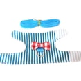 thumbnail image 2 of Flmtop Traction Rope D-ring Design Washable 3 Colors Pet Harness Set for Ferrets Blue Stripe, 2 of 9