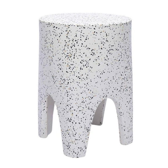 Pemberly Row Contemporary Terrazzo Stool in White / Gray Finish