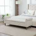thumbnail image 3 of S-HOME Minimalist Large Storage Bench With Rolled Armrest In Napped Fabric 65.75", Versatile Daybed With Rubberwood Legs, For Bedroom And Dormitory, Beige, 3 of 11
