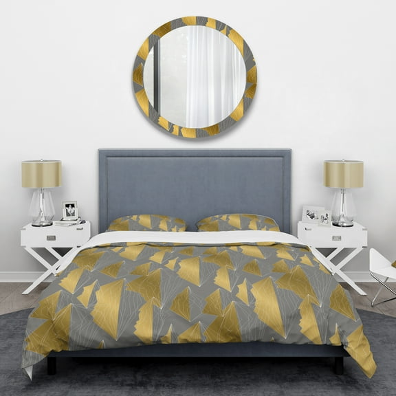 Designart 'Golden Polygon Pattern' Mid-Century Modern Duvet Cover Set