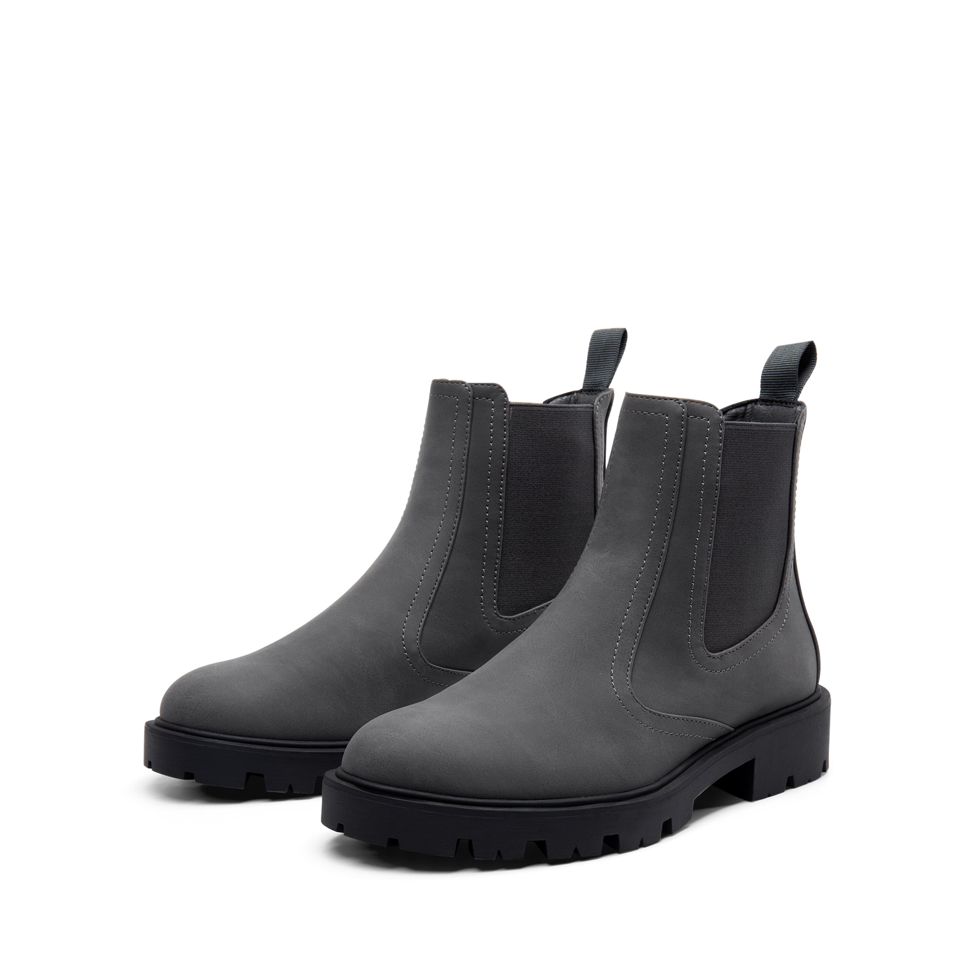 Women's Chunky High Round Toe Chelsea Booties Slip On Elastic Fall Short Boots