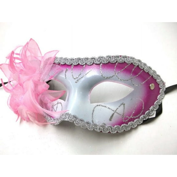 Pink White Lily Flower Mardi Gras Masquerade Party Value Mask