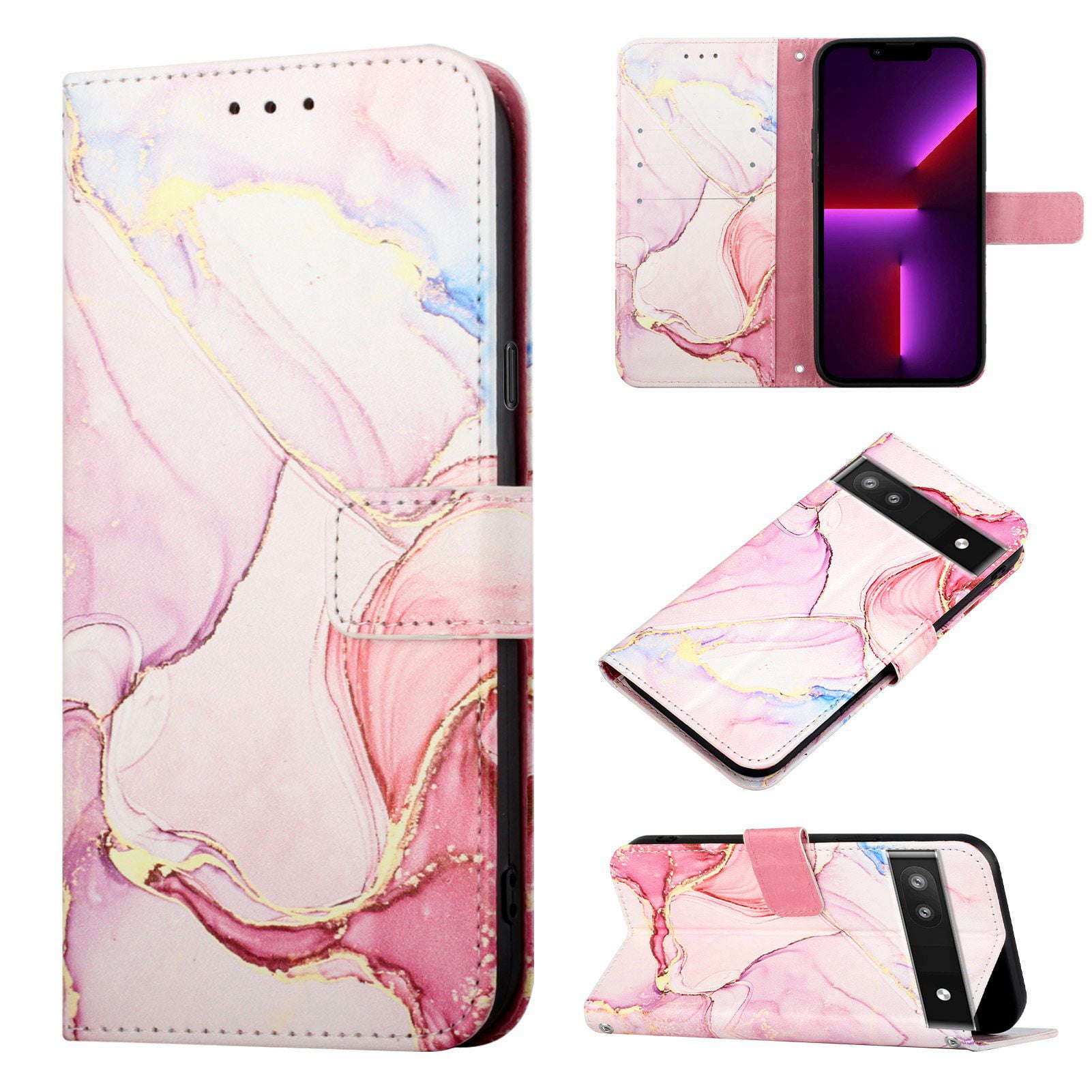 Allytech Marble Case for Google Pixel 6A, Slim Fit Stylish Marble Case for  Girls Women Kickstand Shockproof Drop Protective Cards Slots Hand Wrist  Wallet Case Cover for Google Pixel 6A - White