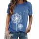 thumbnail image 2 of Camiseta Cuello Redondo Estampado Mujer Tops Poliéster Manga corta Tela de verano, Azul claro, L Noticed AP002414-13, 2 of 7