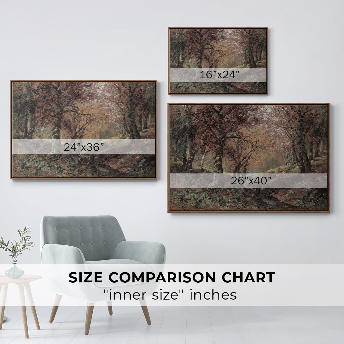 Vintage Landscape-CCCXCI By Wexford Home Framed in Walnut Wood Gallery Wrapped Canvas 25 in. x 37 in.