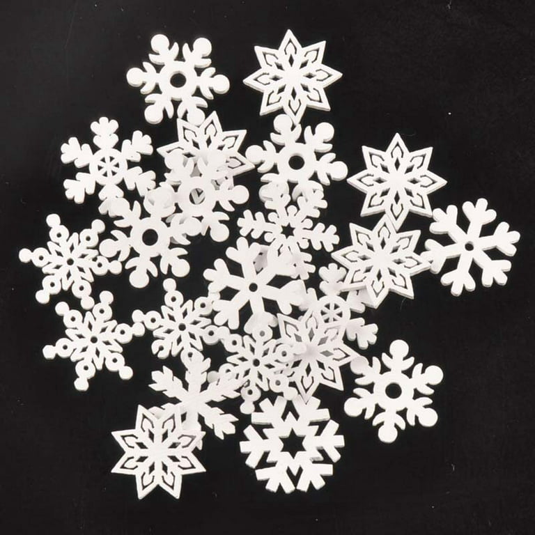 EXCEART 80pcs Wooden Snowflakes for Crafts DIY Christmas Crafts Christmas  Charms Pendants Enamel Wooden Snowflake Table Scatter unifinished Wood