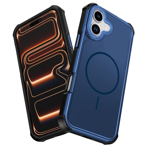 Feishell Magnetic For iPhone 16 Plus Case Compatible with MagSafe, Military Grade Shockproof Phone Cover, Hard PC Rugged Heavy Duty Dual Layer Armor Case For iPhone 16 Plus,Blue